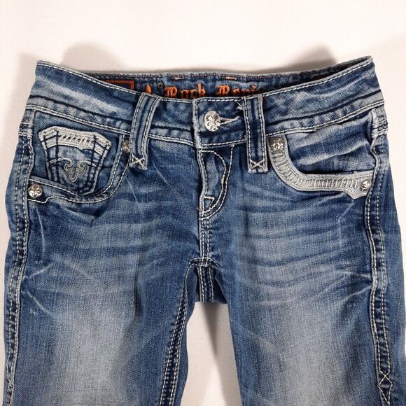 Rock Revival Alanis Stretch Capri Jeans Women's SZ 24 Embroidered Cowgirl Preppy - Picture 2 of 13